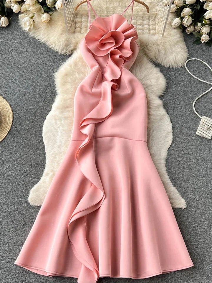 Abigail Statement Dress In Pink - Image 3