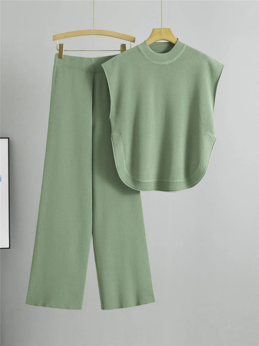 Addison Ribbed Coord Set In Sage Green - Image 2