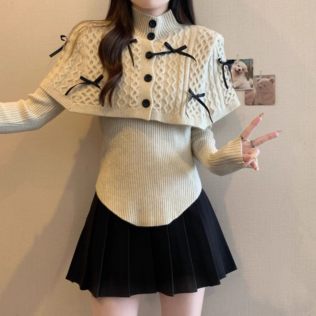 Adelie Luxe Sweater With Cape - Image 3