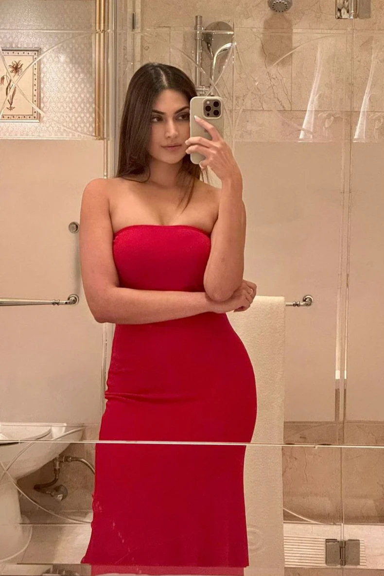 Alamea Offshoulder Statement Dress with Scarf in Red - Image 2