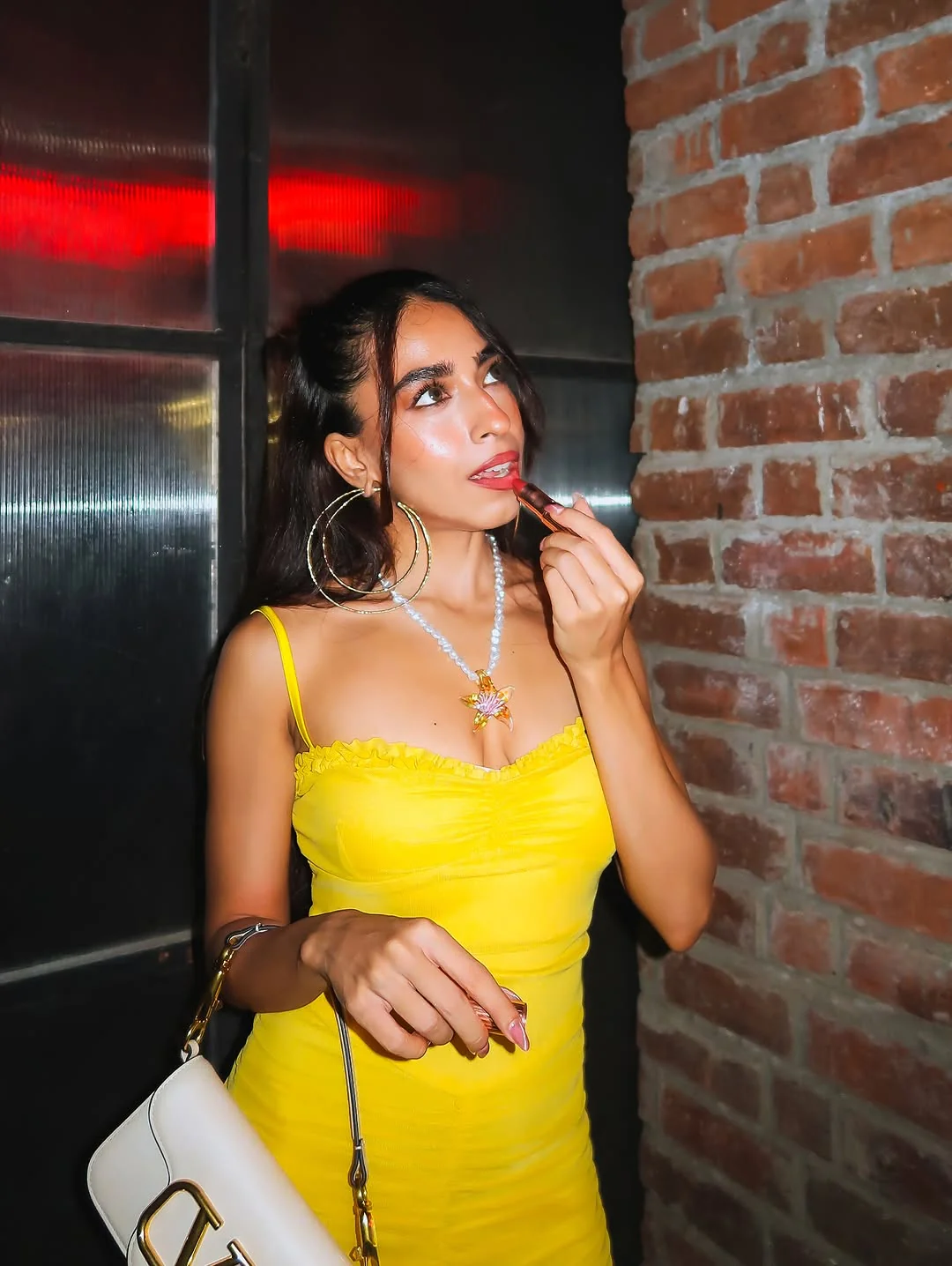 Alana Statement Bodycon Ruffled Dress In Yellow - Image 7