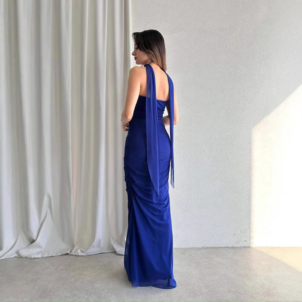 Alara Summer Set of Top And Skirt With Scarf In Navy Blue - Image 2