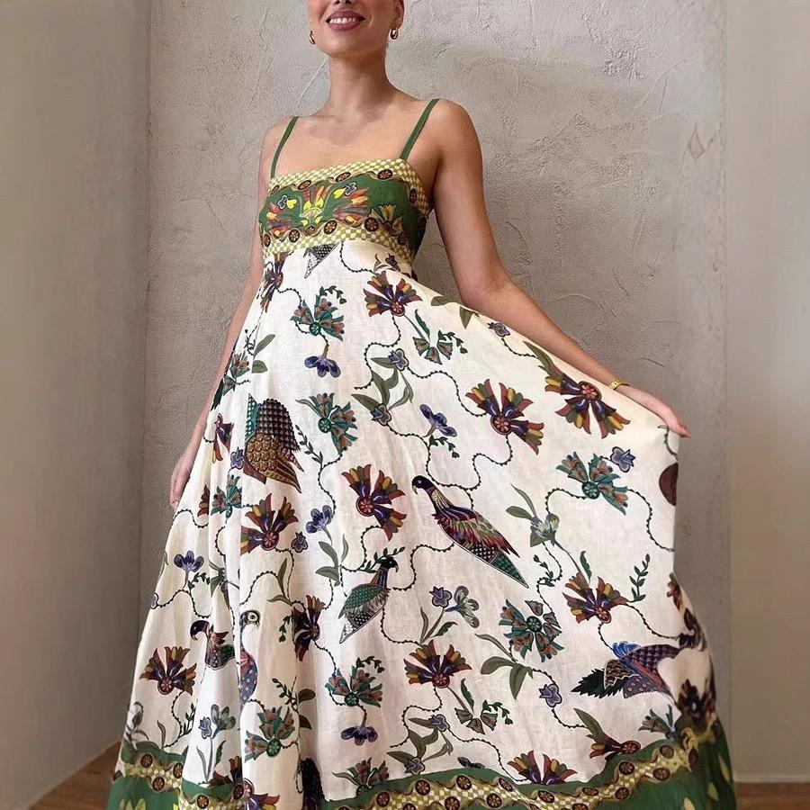 Alaric Printed Holiday Dress In Green - Image 5