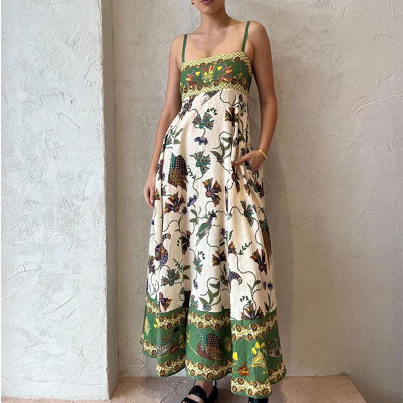 Alaric Printed Holiday Dress In Green - Image 6