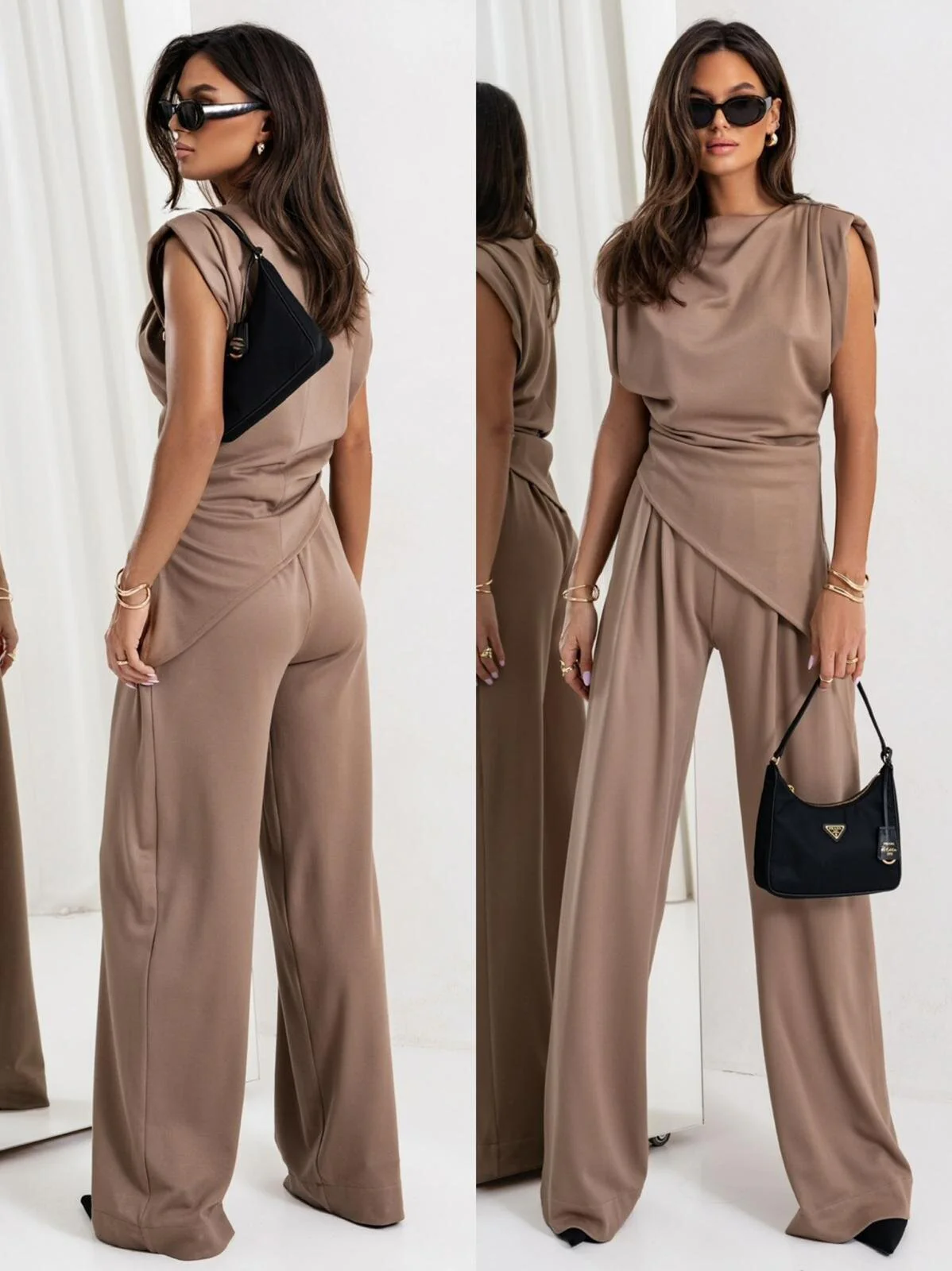 Aldina Summer Two Piece Set In Brown - Image 3