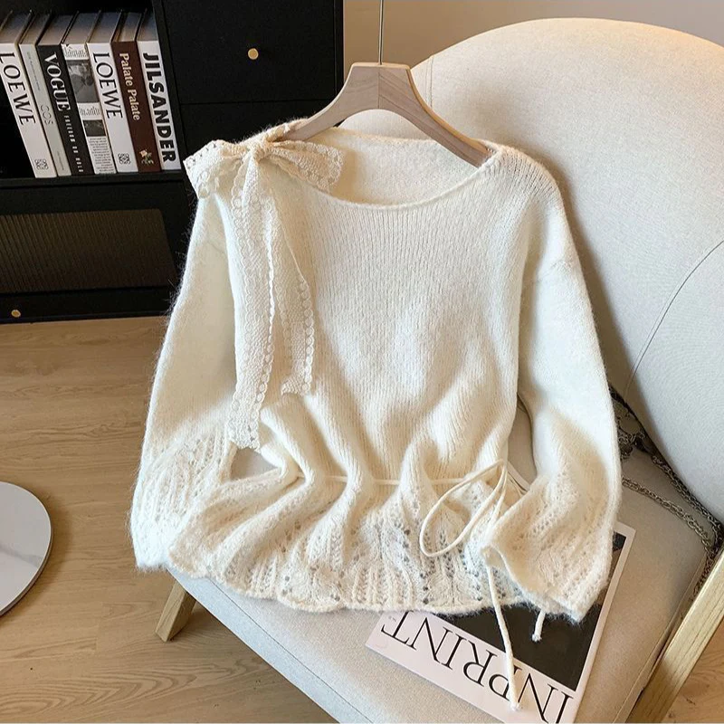 Alessandra Bow Lace Sweater - Image 2