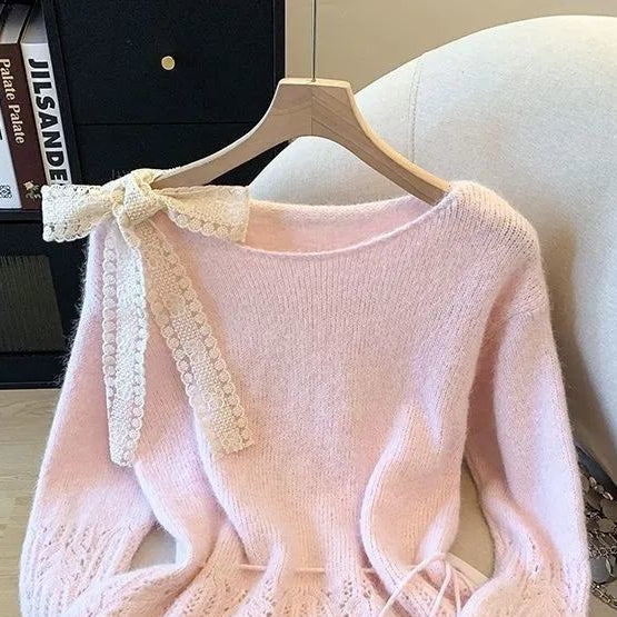 Alessandra Bow Lace Sweater - Image 4