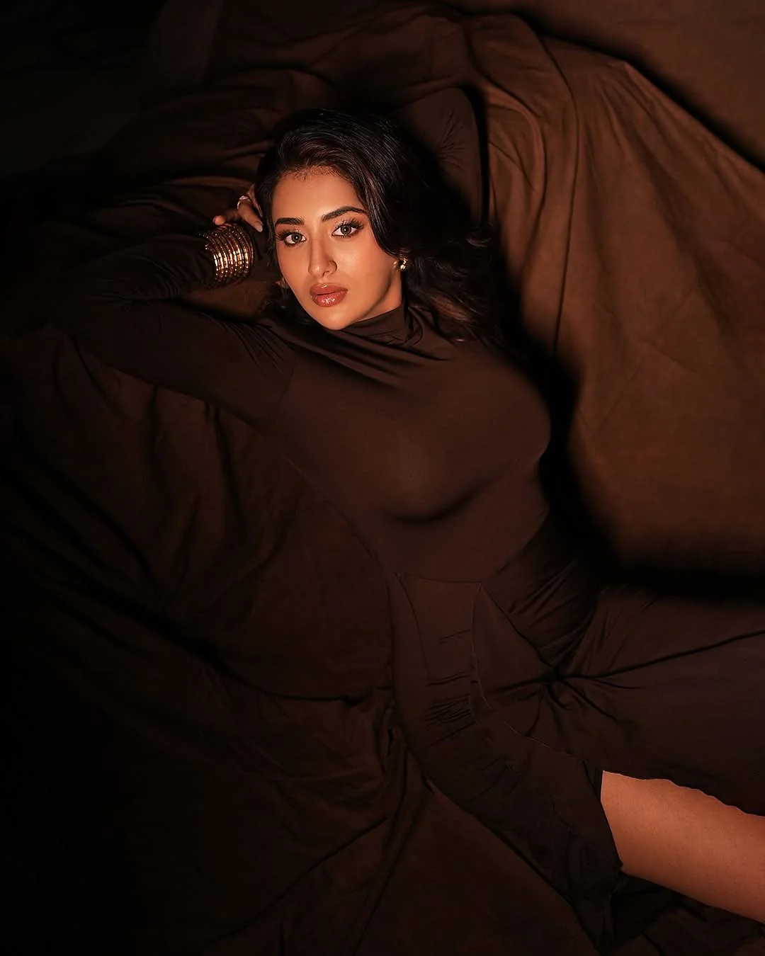 Alina Statement Slit Cut Maxi Dress In Brown - Image 11