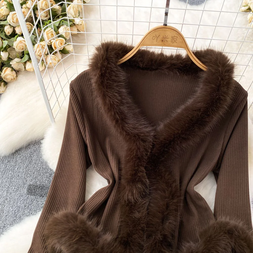 Alizee Fur Cardigan In Brown - Image 12