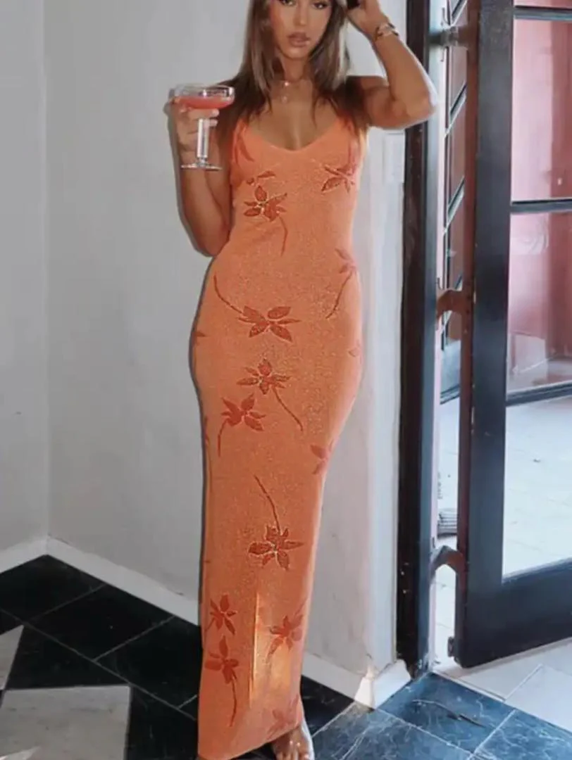Alloy Luxe Soft Knit Dress Resortwear In Orange - Image 3