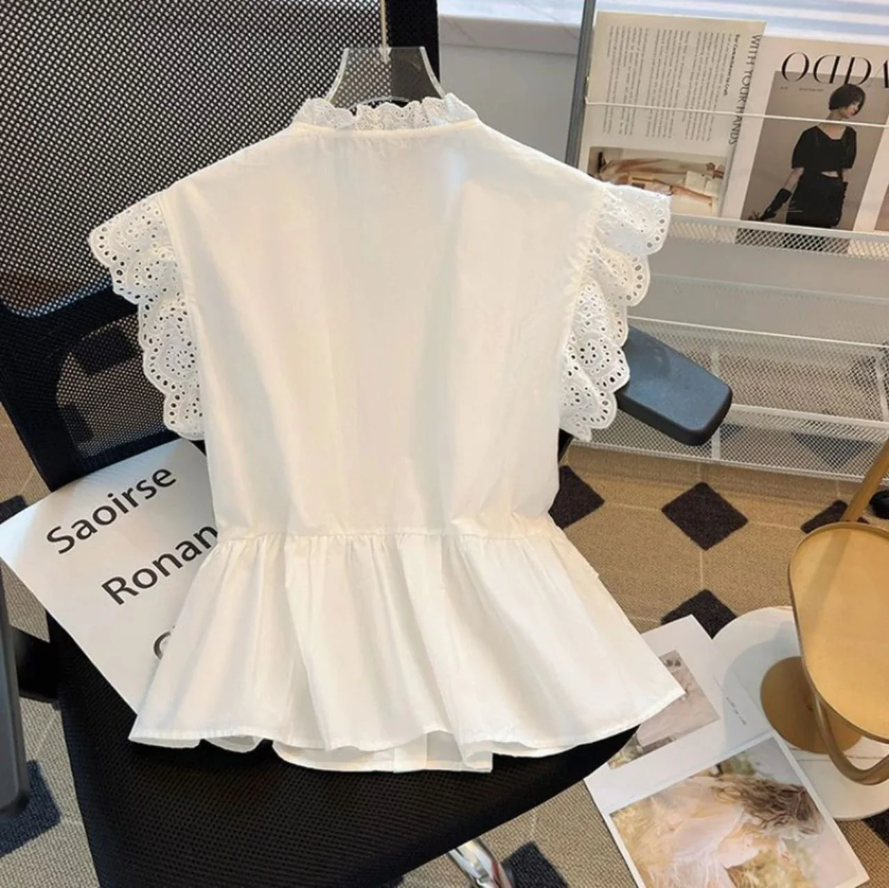 Alma Statement Summer Ruffled Top In White - Image 2