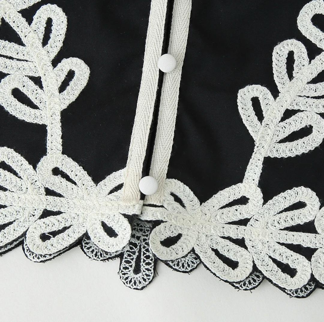 Aloisia Embroidered Summer Coord In Black - Image 3