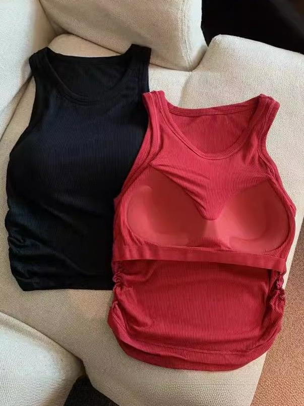 Amana Tank Tops With Inbuilt Bra In Red - Image 2