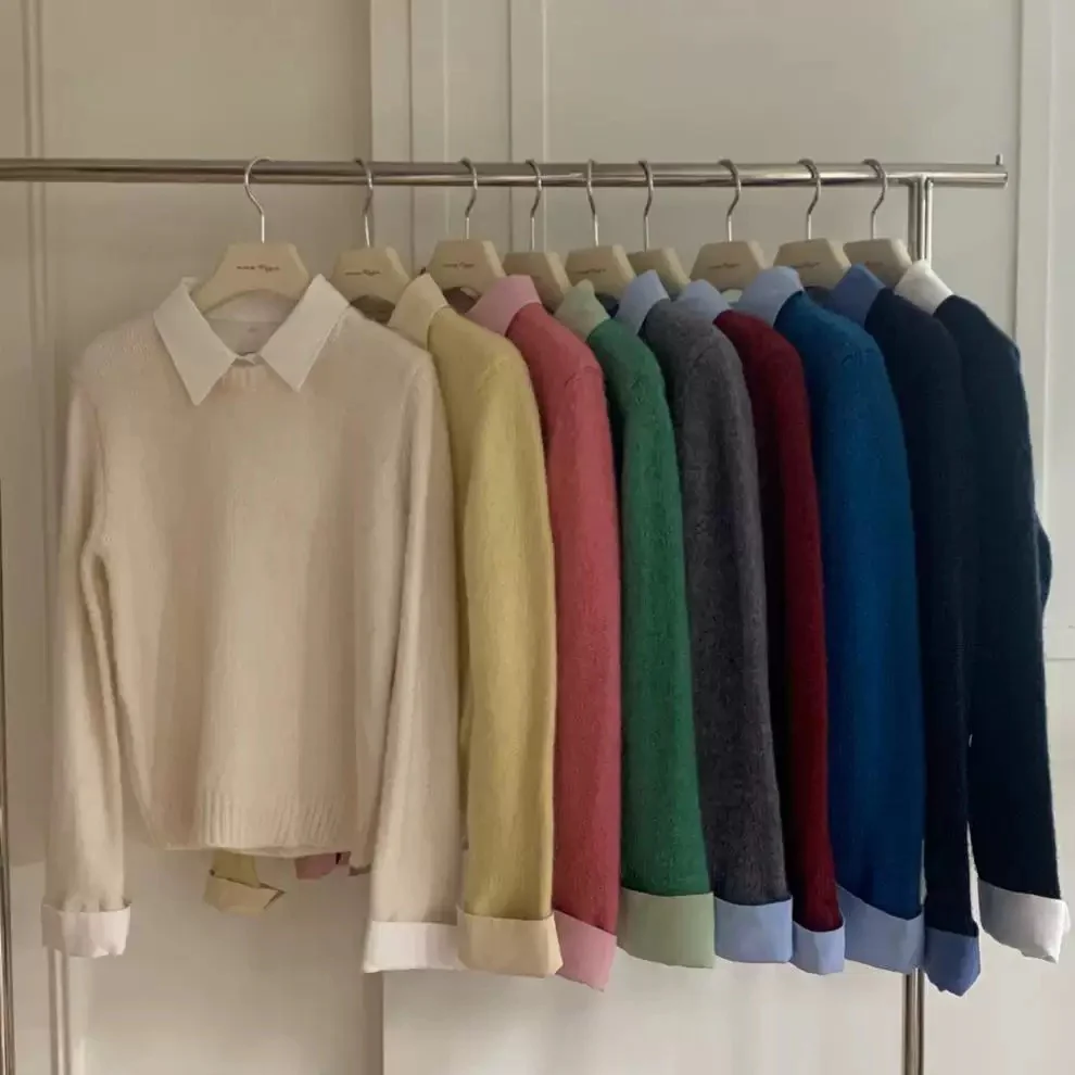 Ambre Statement Shirt With Attached Sweater In Off-White - Image 2