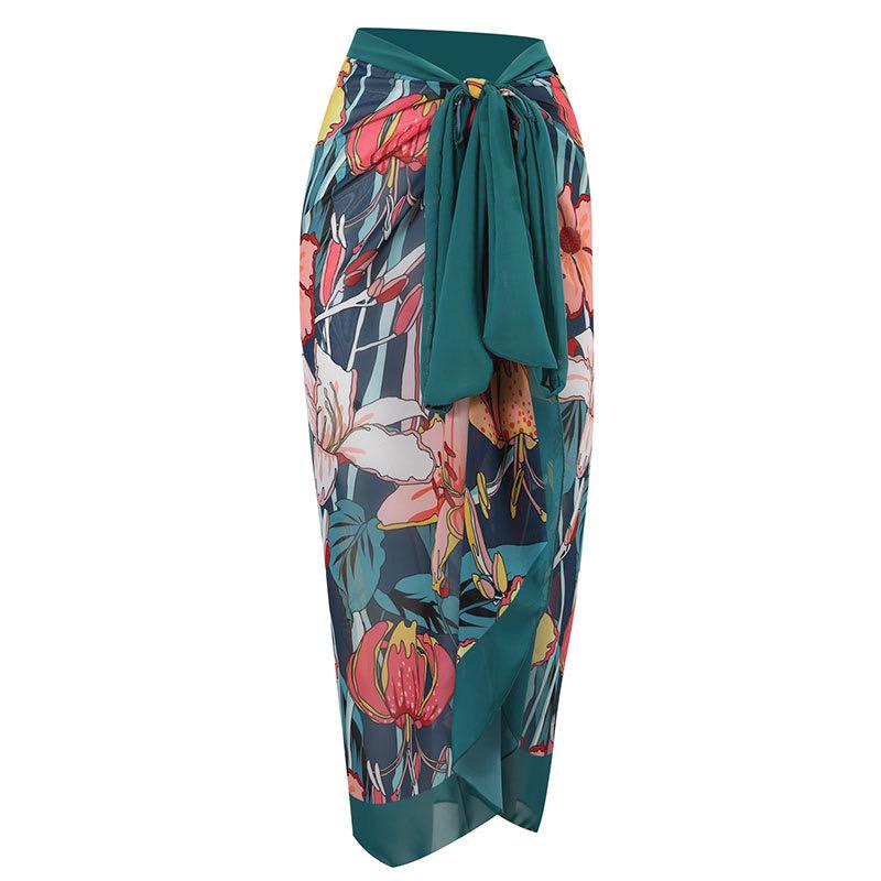 Amelie Swimsuit With Sarong In Teal Blue - Image 3