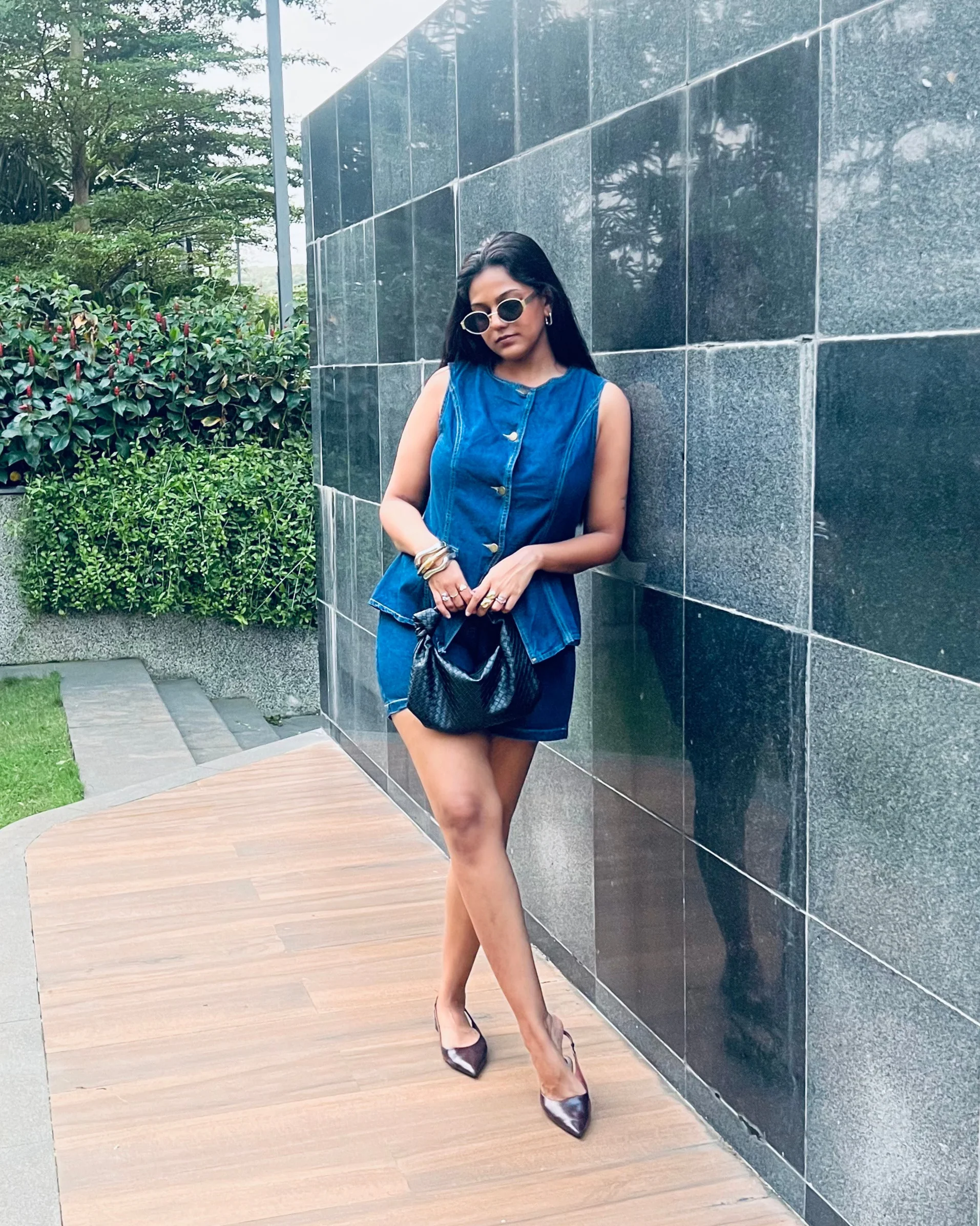 Amreah Statement Denim Coord In Navy Blue - Image 4