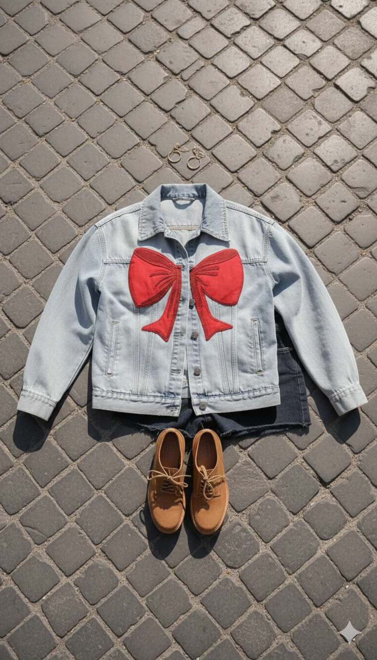 Angola Bow Denim Jacket - Image 2