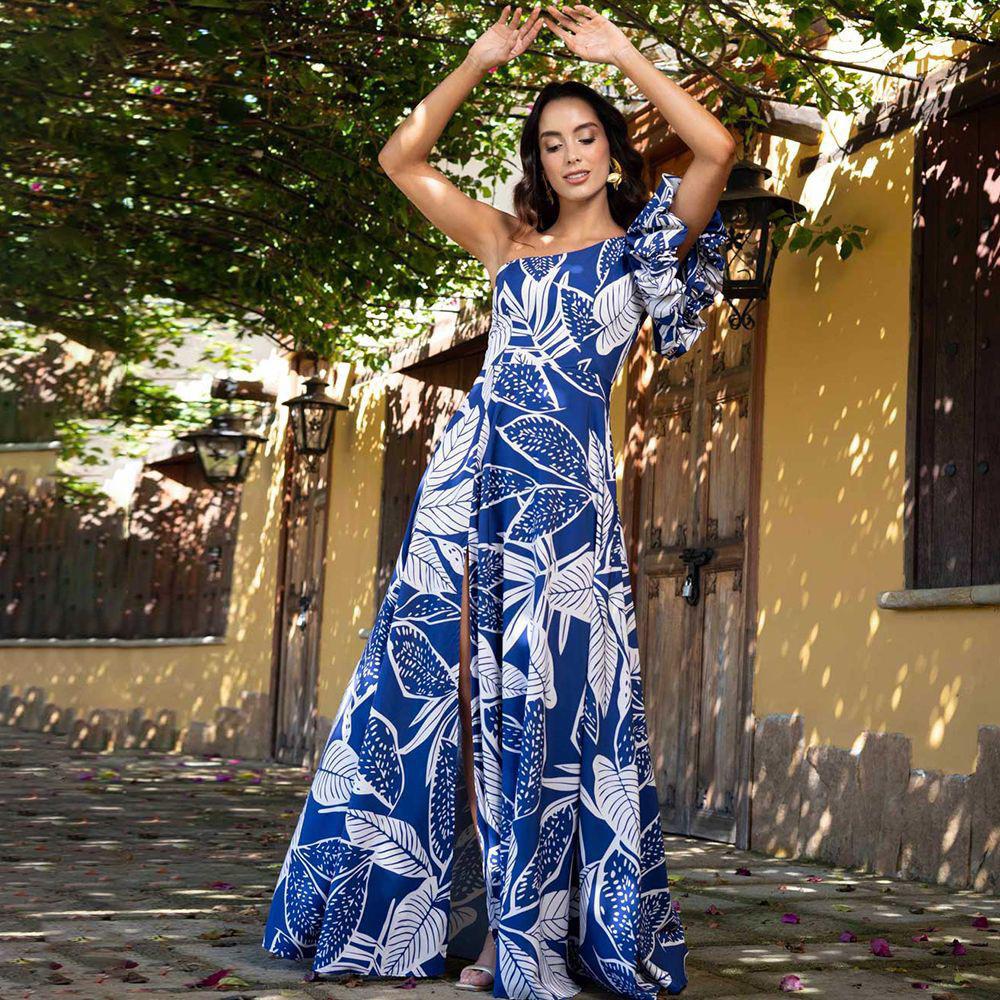 Arica Swimsuit With Skirt In Blue - Image 3