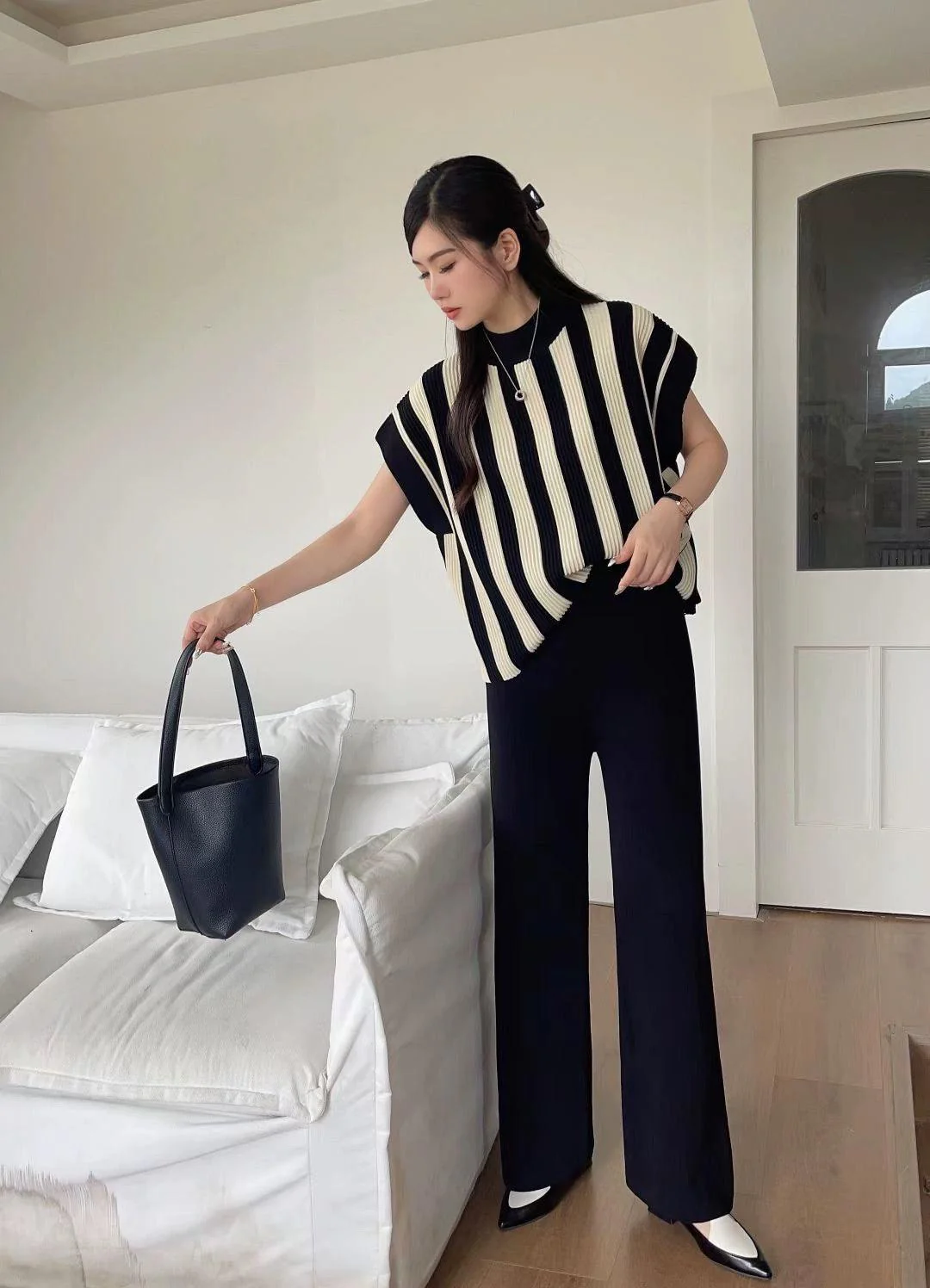 Arizona Ribbed Co-ord Set In Black - Image 5
