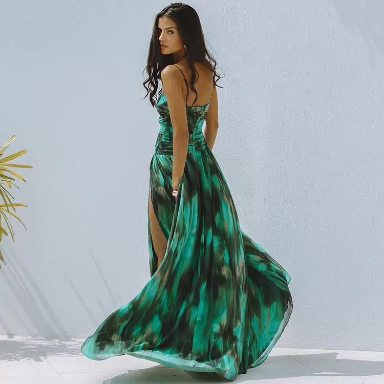 Aspen Swimsuit With Sarong Skirt In Dark Green - Image 5
