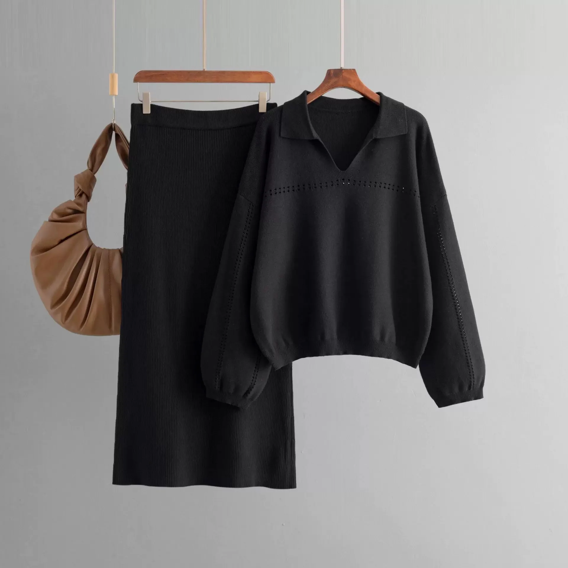 Aster Premium Woolen Coord Set - Sweater with Skirt - Image 2