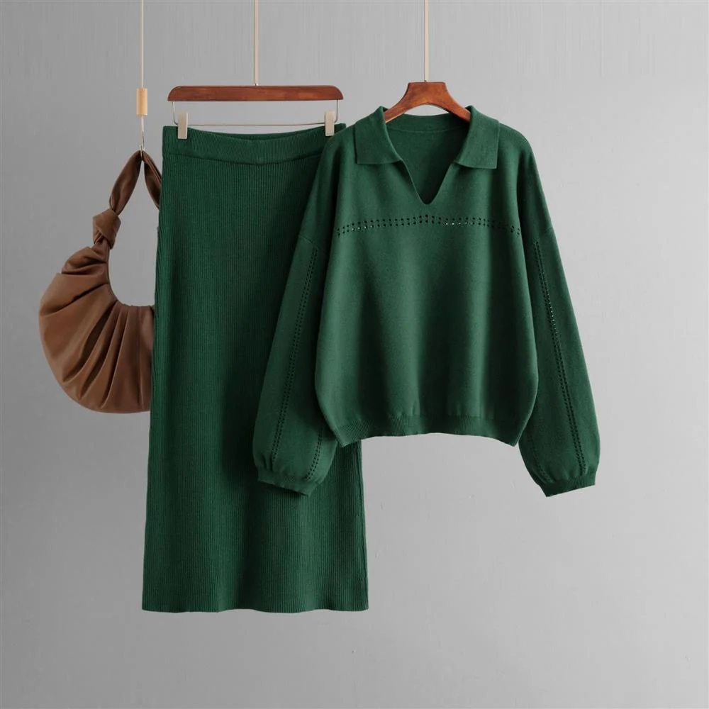 Aster Premium Woolen Coord Set - Sweater with Skirt - Image 4