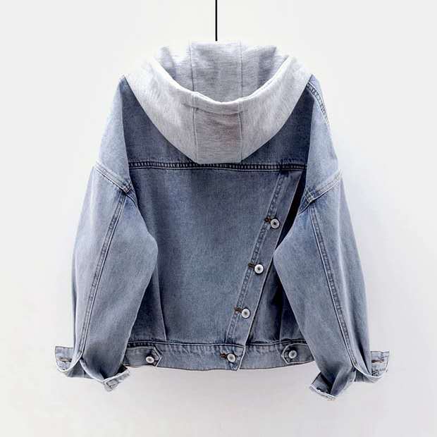 Athena Denim Jacket With Cap In Blue - Image 2