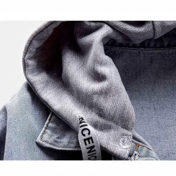 Athena Denim Jacket With Cap In Blue - Image 4