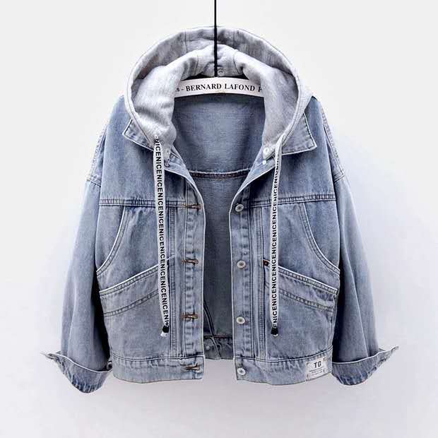 Athena Denim Jacket With Cap In Blue - Image 5