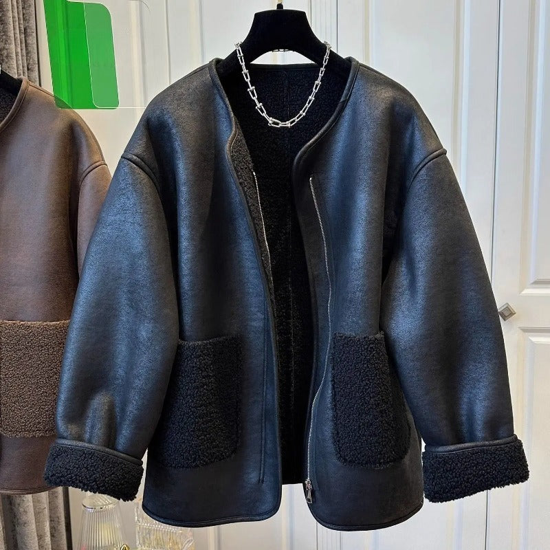 Aylin Faux Leather Fleece Lined Coat - Image 2