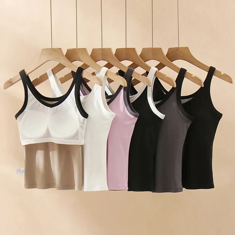 Bagatelle Tank Tops with Inbuilt Bra In Black - Image 2