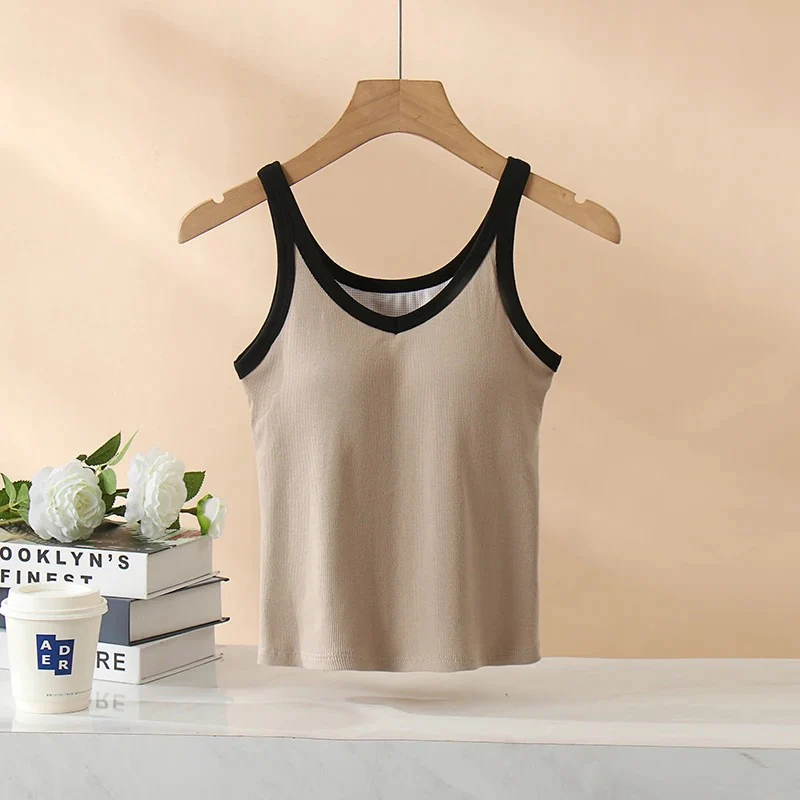 Bagatelle Tank Tops with Inbuilt Bra In Black - Image 3