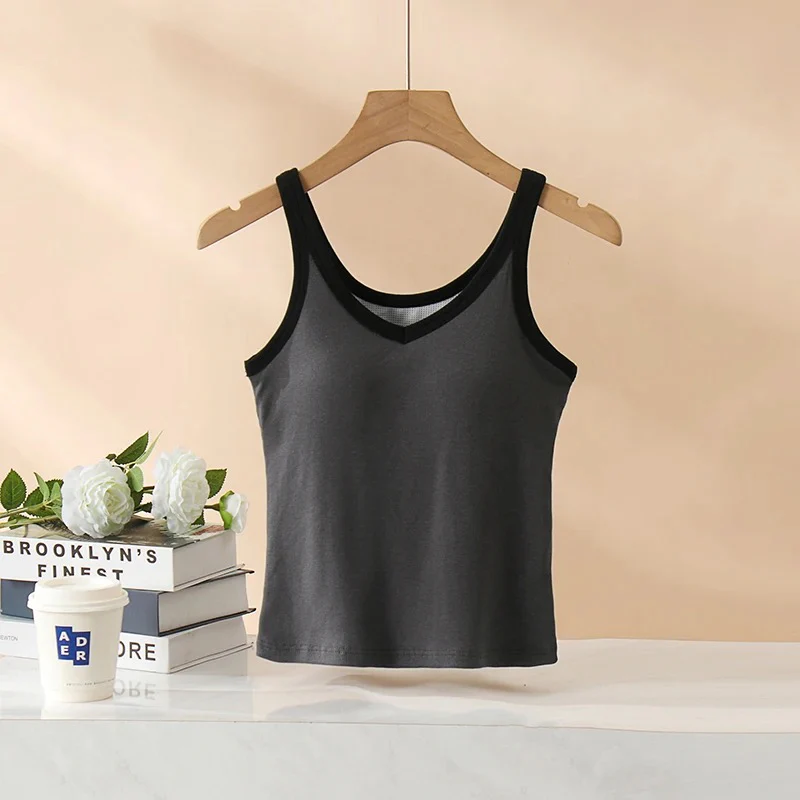 Bagatelle Tank Tops with Inbuilt Bra In Black - Image 4