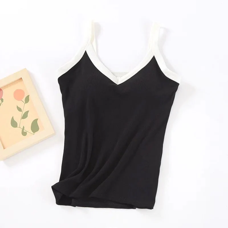 Bagatelle Tank Tops with Inbuilt Bra In Black - Image 7