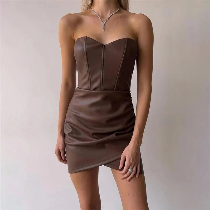 Barry Luxe PU Leather Dress in Black - Image 6