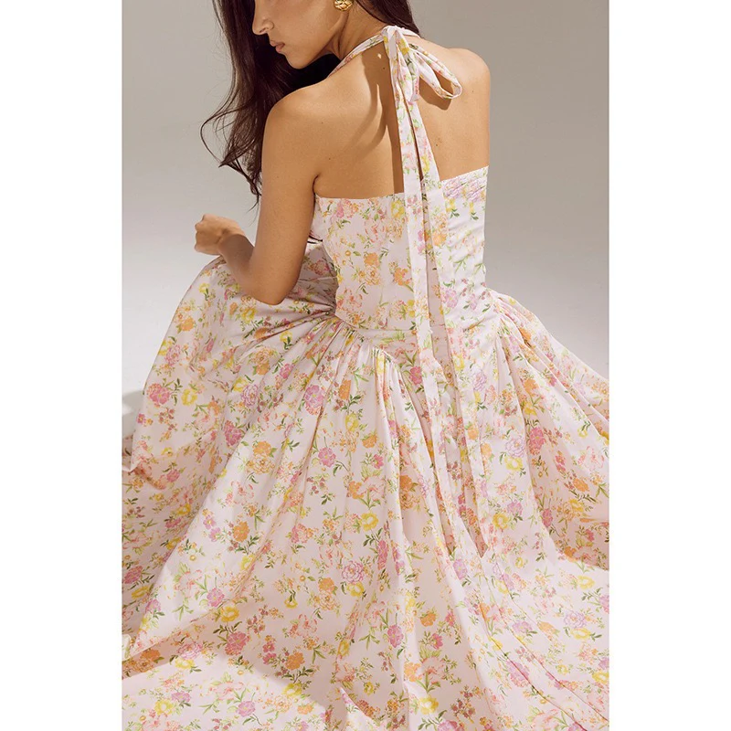 Begonia Floral Midi Dress In Peach - Image 5