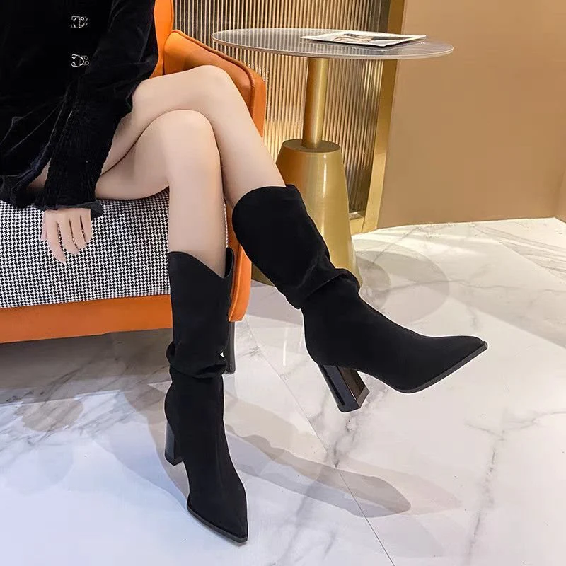 Bella Block Suede Boots - Image 7
