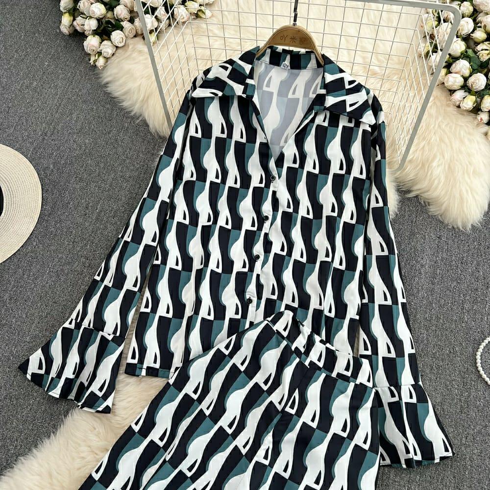 Ben Abstract Coord Set In Dark Green - Image 3