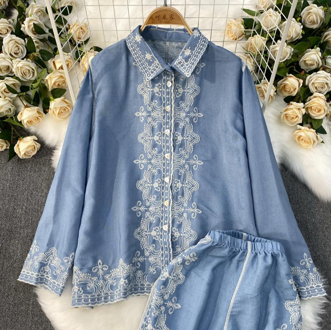 Berry Statement Summer Coord Set In Blue - Image 2