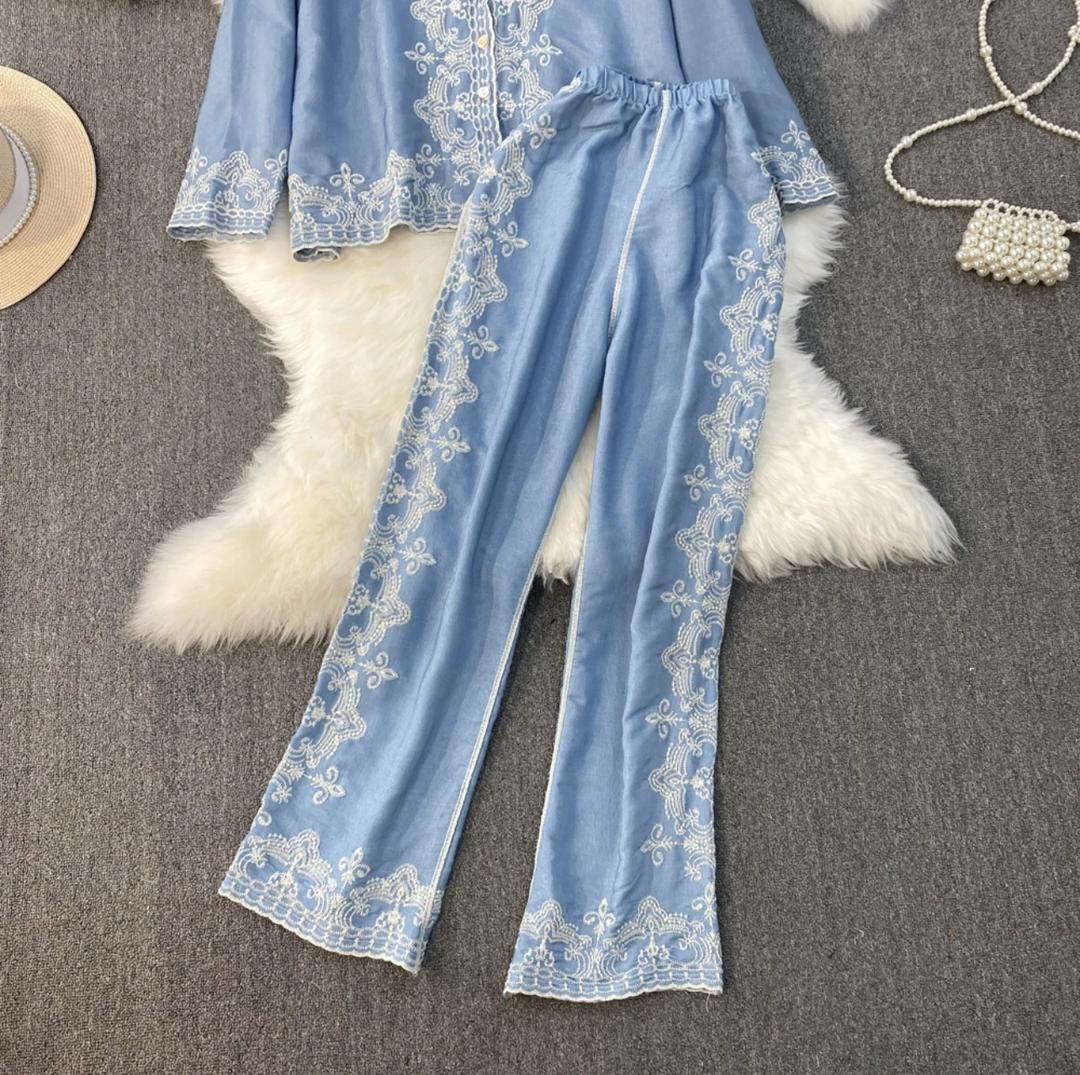 Berry Statement Summer Coord Set In Blue - Image 3