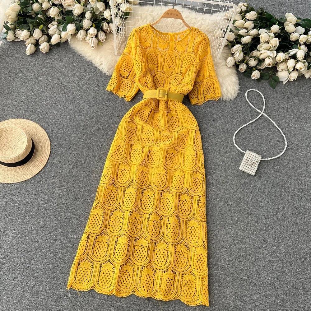 Bisco Luxury Lace Dress with Belt - Image 5