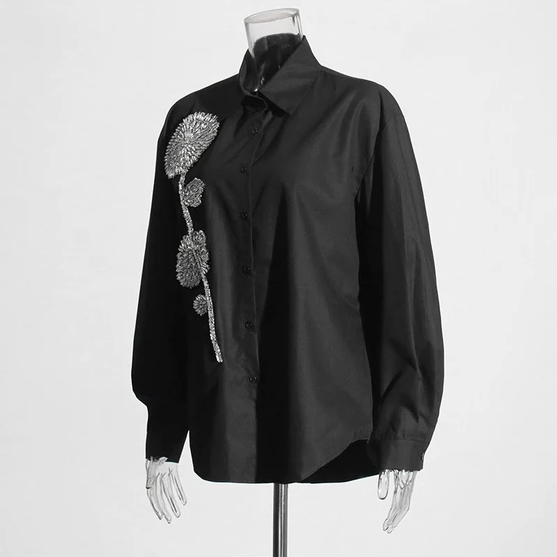 Bjorn Embellished Oversized Shirt In Black - Image 4