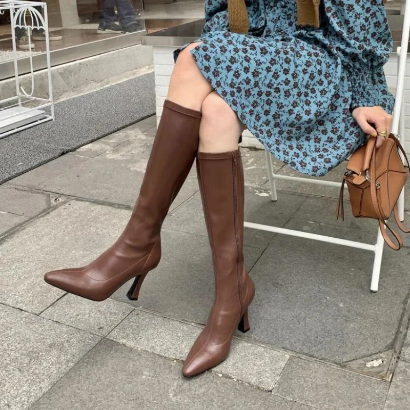 Blythe Pointed Leather Boots - Image 4