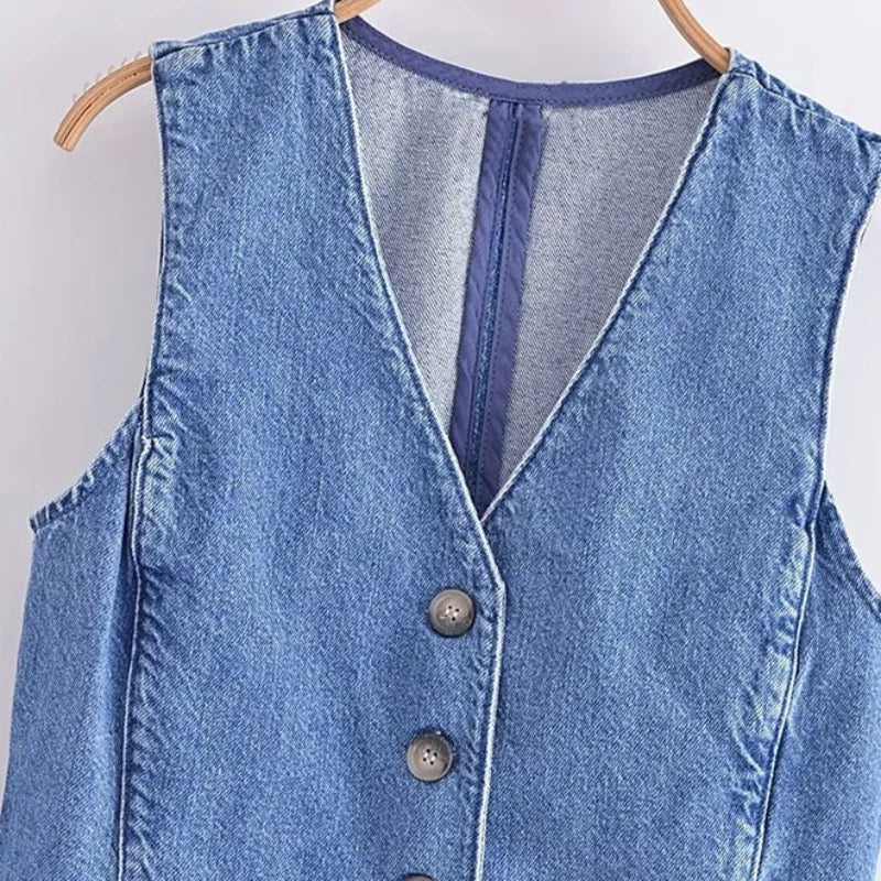 Cairo Denim Statement Vest Tops - Image 4