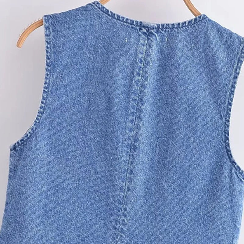 Cairo Denim Statement Vest Tops - Image 5