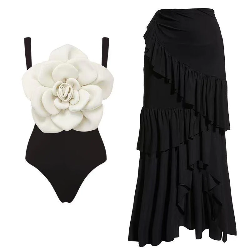 Camellia Rosette Swimsuit with Ruffled Skirt - Image 2