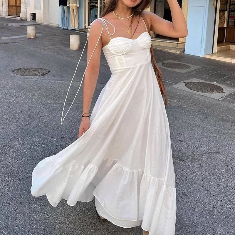 Camellia Summer Holiday Maxi Dress In White - Image 6