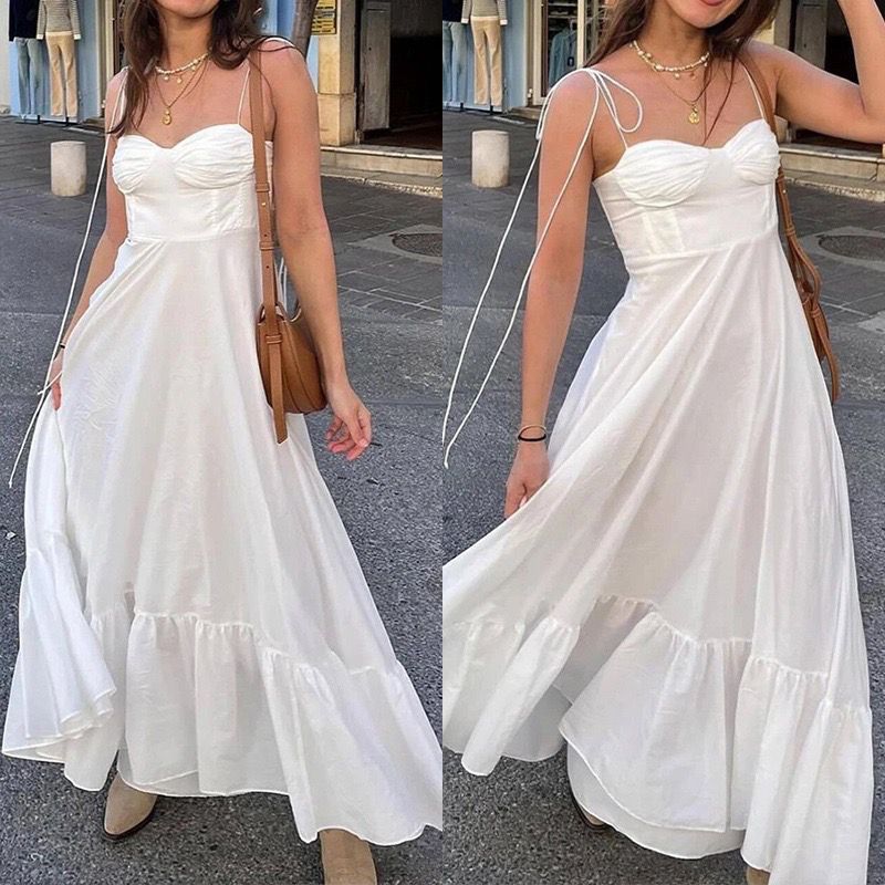 Camellia Summer Holiday Maxi Dress In White - Image 7