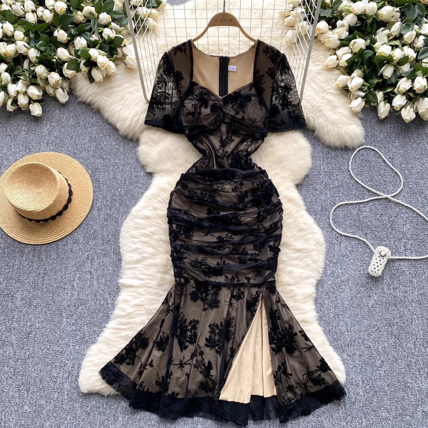 Canan Embossed Floral Padded Dress