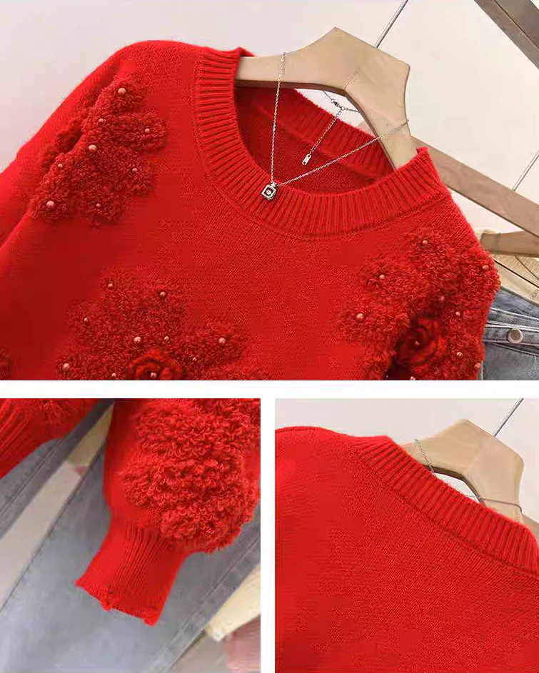 Canna Floral Pearl Woolen Sweater - Image 12